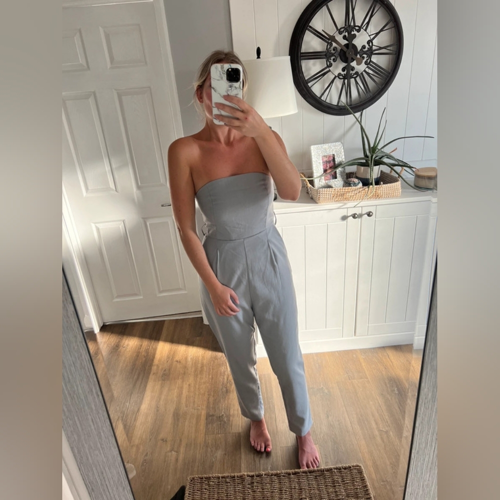 Lola May on Asos grey strapless jumpsuit size 12